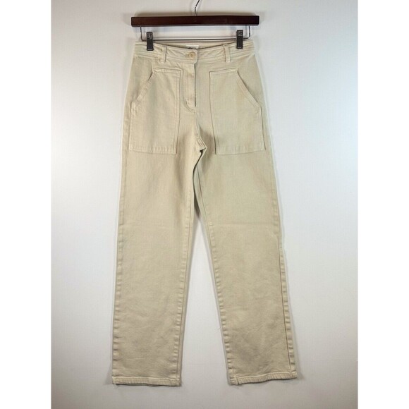 Aritzia Wilfred Free Pants Beige Modern Utility Mid Rise Straight Size 00 2XS - Picture 2 of 11